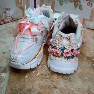 👑 Venetian Rococo Renaissance Sneakers | OOAK Gilded Handmade Art Shoes Size 8